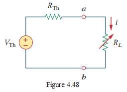 Figure 4.48 Load on a Thévenin equivalent.